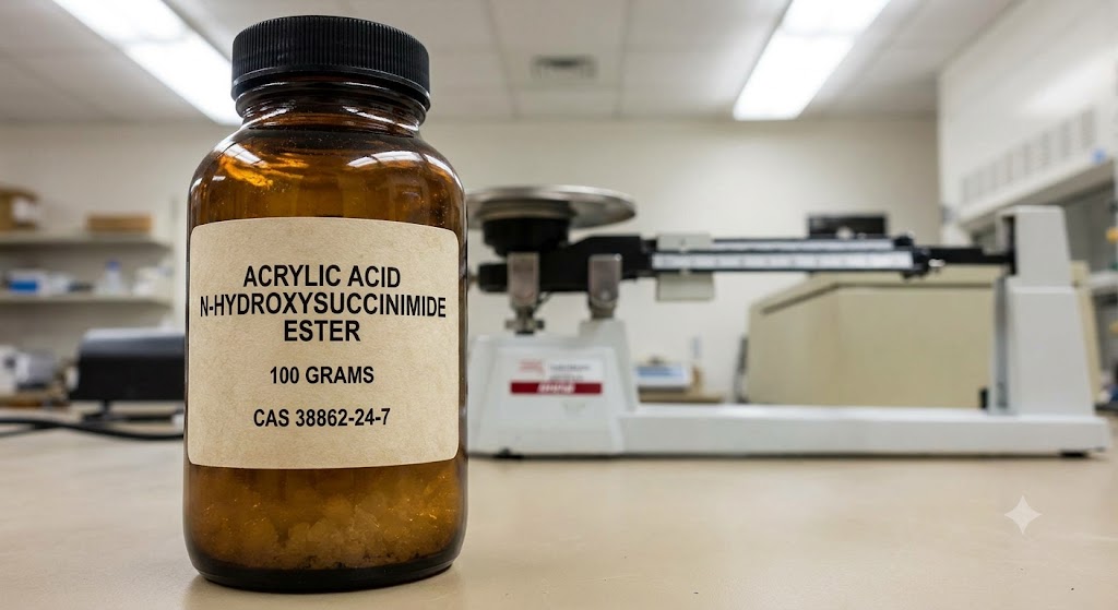 Acrylic acid N-Hydroxysuccinimide ester 100 Grams In Amber Glass Bottle - CAS 38862-24-7 - Image 2
